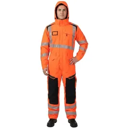 Mascot Winter-overall Mit Knieschutztaschen - High Visibility Red / Dark Anthracite - 3XL