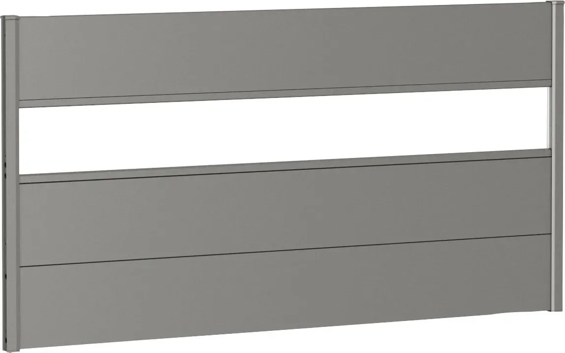 Sichtschutzelement BIOHORT, silber (silberfarben, metallic), H:91cm L:180cm, Stahlblech, Zaunelemente, 3 Metall-Paneele, 1 Acrylglas-Paneel und 2 Schienen, LxH: 180x91 cm