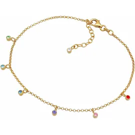 Elli Fußschmuck Damen Fußkettchen Bunt Geo Strand mit Kristalle in 925 Sterling Silber vergoldet