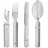 Gräwe Campingbesteck 4-teilig, Bundeswehrbesteck, Besteckset aus Edelstahl, Outdoor Besteck Set, zusammensteckbar, mit Flaschenöffner, Dosenöffner und Brotmesser