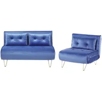 Beliani Sofa, Set Samtstoff marineblau 3-Sitzer VESTFOLD