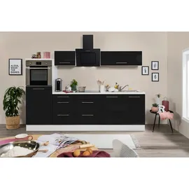 Respekta Küchenzeile Premium 270 cm Schwarz Hochglanz-Weiß