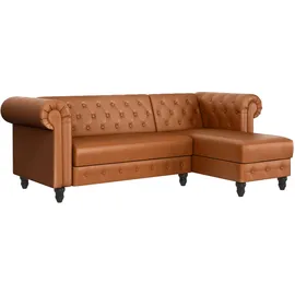 dorel home »Felix, L-Form, 241 cm (Liegefl.108x195 cm), Recamiere tauschbar,«, verstellb. Rückenlehne, Bett-Funktion, Velours, Kunstleder, Vintage