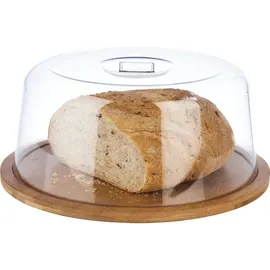 APS Tablett mit Haube - Rundes Holztablett aus Bambus mit Abdeckhaube (Ø 25 cm, Höhe: 13,5 cm) - Käseglocke, Käsebrett