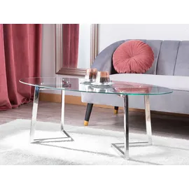 Beliani Couchtisch Fresno Glas Silber