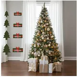 Dimono Premium Künstlicher Weihnachtsbaum; Naturgetreuer PVC Tannenbaum mit 1200 Baum-Spitzen; mit Christbaum-Ständer & Schnellaufbau Klappsystem; sehr dichten Zweigen (Schnee - 120 cm)