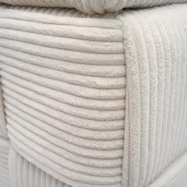 Mendler Hocker HWC-Q47 Cord 43 x 40 x 40 cm Beige