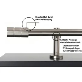 deco-raum Gardinenstange nach Maß 1-Lauf Zylinder Ø 25mm edelstahl-optik 300cm
