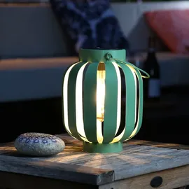 MARELIDA LED Solar Laterne grün creme 21cm Lichtsensor Garten Solarleuchte Solarlampe