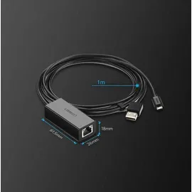 UGREEN Ethernet Adapter für Chromecast Micro-USB 100Mbps Netzwerkadapter mit USB 2.0 Netzkabel für Stromversorgung