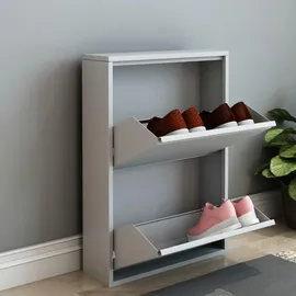 [en.casa] Sokndal 50 x 71 x 15 cm Schuhkipper Metall / weiß