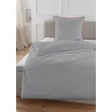 Hechter Paris Satin Gestreift Silber Grau 135 x 200 cm + 80 x 80 cm
