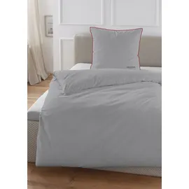 Hechter Paris Satin Gestreift Silber Grau 135 x 200 cm + 80 x 80 cm