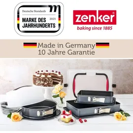 Zenker Rechteck-Springform DELUXE, eckige Premium-Backform mit emailliertem Boden und Auslaufschutz, Kuchenform mit Antihaftbeschichtung (Farbe: Schwarz