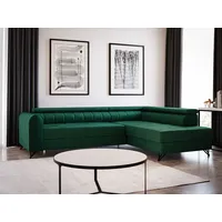 Ecksofa Alice mit Schlaffunktion und Bettkasten, Wohnlandschaft mit einstellbare Kopfstützen, Couch, Sofa, Bettsofa, Schlafsofa (Grün (Kronos 19)... - Grün