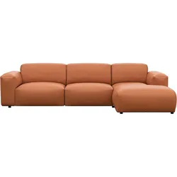 FLEXLUX Ecksofa »Lucera bequem und komfortabel durch hochwertigen Sitzaufbau, L.Form«, modern & anschmiegsam, Kaltschaum, Stahl-Wellenunterfederung FLEXLUX Modern Cognac Brown