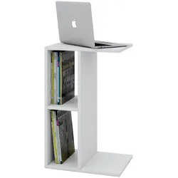 VCM Nachto Couchtisch , Laptop Tisch 2 Regale weiß.
