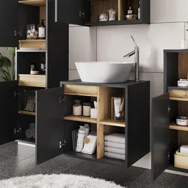 Vicco Waschbeckenunterschrank Viola Grau/artisan, 60 x 60 cm mit offenen Regalen