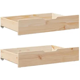 vidaXL Bettschubladen mit Rollen 2 Stk. 85x55x17 cm Massivholz Kiefer
