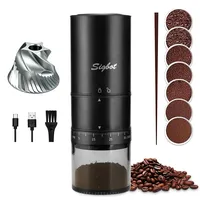SIGBOT Elektrische Kaffeemühle Kegelmahlwerk - 38 Externe Mahlstufen, Wiederaufladbare Kaffeemühlen mit Edelstahlkern, Kompakte Kaffee-Mühle, Tragbar für Camping & Reise, Klein, 570g