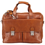 Hausfelder Manufaktur Aktentasche mit zwei Vortaschen Cognac Damen 