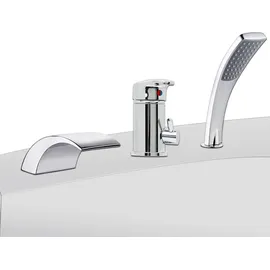 MuCoLa 3 Loch Set Badewannenarmatur Wannenrand Hahn Chrom Armatur Wasserfall Handbrause