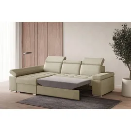 moeblo Eckcouch Stoff mit Schlaffunktion 2-Sitzer Beige