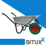 BITUXX Schubkarre 100L / 250Kg Schubkarren Schiebkarre Bauschubkarre Verzinkt mit PU Rad 4.80/4.00-8 mit Achse(Grün)