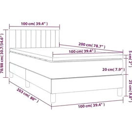 vidaXL Boxspringbett 100 x 200 cm Dunkelblau
