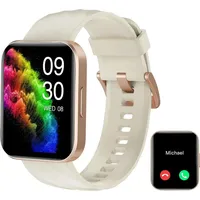 Smartwatch für Frauen und Männer mit Telefonfunktion, Fitnessuhr mit Schrittzähler, Herzfrequenzmesser, SpO2-Messung, Schlafüberwachung,Android... - Rosa