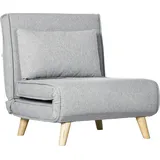 HOMCOM Schlafsessel, Klappbett mit Bettfunktion, Lendenkissen, Klappbar Relaxsessel mit Leinenoptik, Verstellbarer Rückenlehne, bis 150 kg Belastbar, für Wohnzimmer Hellgrau   Aosom