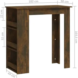 vidaXL Bartisch mit Regal 102 x 50 x 103,5 cm Braun