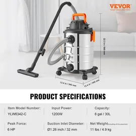 Vevor Nass-/Trockensauger 30 l 6 PS