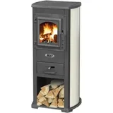 Webmarketpoint - Kompakter 7 kW Holzofen aus Stahl und Gusseisen, Blist Ekonomik Lux Beige