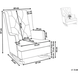 Beliani Schaukelsessel TRONDHEIM Polyester 72 x 97 x 83 cm Grau