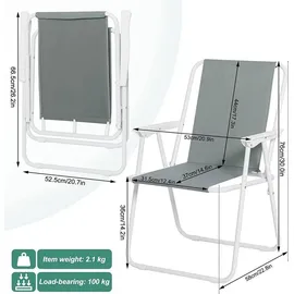 Woltu Campingstuhl 2er Set Dunkelgrau