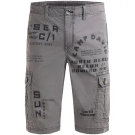 Camp David CAMP DAVID, Herren, Gr. L, Normalgrößen, grau blau, Popeline, Material: 100% Baumwolle, bedruckt, regular fit knielang, Hosen Shorts, aus Baumwolle