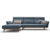 hülsta sofa Ecksofa hs.460, Sockel in Nussbaum, Winkelfüße in Umbragrau, Breite 318 cm blau