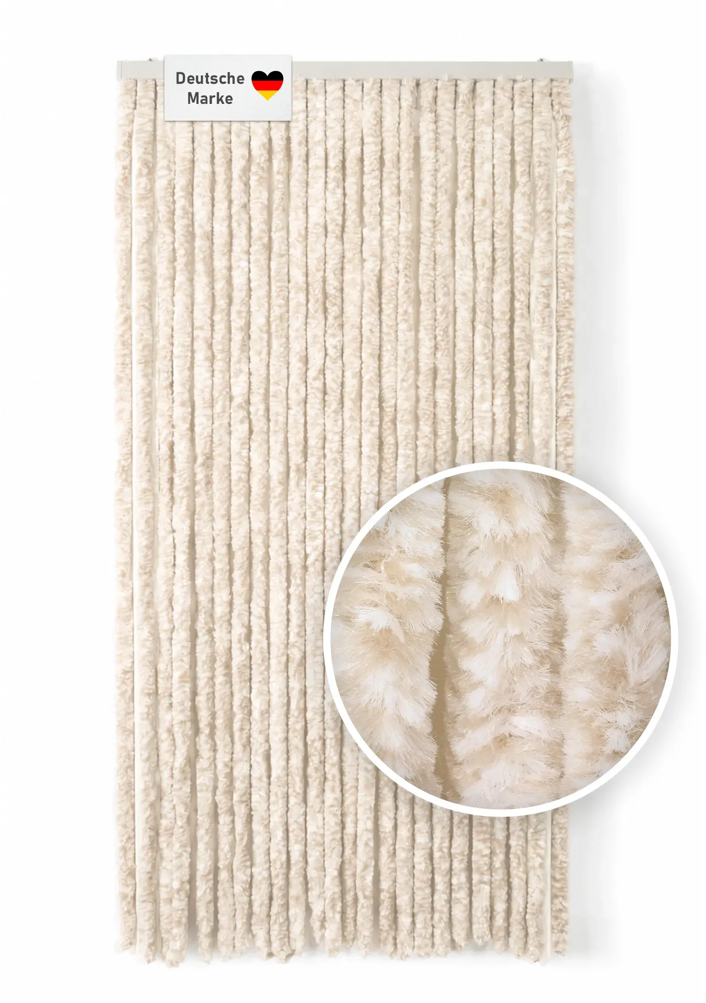 Flauschvorhang 100x200 cm beige-weiß, Fliegenschutz, Türvorhang