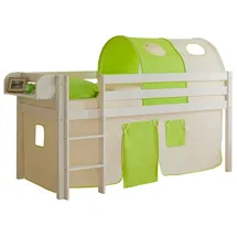 TICAA Hochbett Malte 90 x 200 cm Kiefer weiß beige-grün
