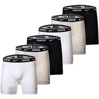 Nike Herren Boxer Shorts, 6er Pack - Boxers, Stretch, einfarbig Weiß/Grau/Schwarz M