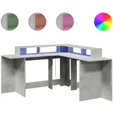 vidaXL LED-Schreibtisch Betongrau 152x152x91 cm Holzwerkstoff