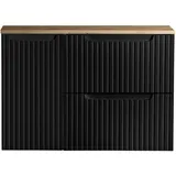 [en.casa] Waschtisch Skelbolu 80x60x40 cm Schwarz/Eichenoptik [en.casa]