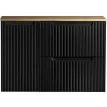 [en.casa] Waschtisch Skelbolu 80x60x40 cm Schwarz/Eichenoptik [en.casa]