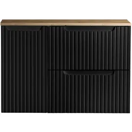 [en.casa] Waschtisch Skelbolu 80x60x40 cm Schwarz/Eichenoptik [en.casa]