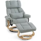 MCombo M Mcombo Relaxsessel mit Hocker, Fernsehsessel mit Liegefunktion, bis 120 Kg Belastbarer Tv-sessel, Moderner Ruhesessel für Wohnzimmer, mit Kissen & Seitentasche, 9066 Hellgrau)