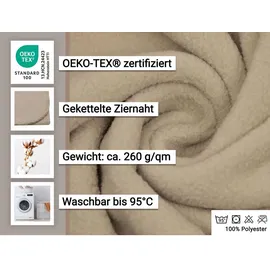 ZOLLNER Kuscheldecke in Sand - weiche Couchdecke in 130x170 cm - mit Kettelrand - Polyester - waschbar bis 95°C – Hotelqualität - Oeko Tex® Zertifiziert