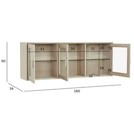 Furnhouse Hängevitrine 160 x 0 x 60 cm Mehrfarbig