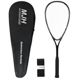 MANJHONG Aluminium Squashschläger (Anfänger Rahmen) Leichtgewicht Schläger mit Schlägertasche & Griffbänd, Schwarz