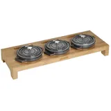 Staub Servierbrett für 3 Mini-Cocottes 10cm (nicht enthalten), Größe Ständer: 42 x 16 cm,